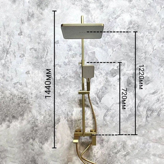 Душевой комплект Haiba: Душевая стойка HB24575-5 + смеситель для раковины HB10575-5, цвет золото - фото 15