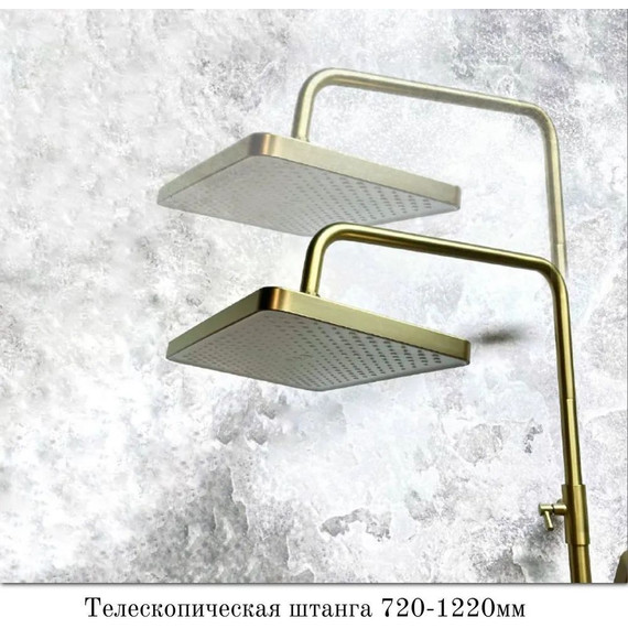 Душевой комплект Haiba: Душевая стойка HB24575-5 + смеситель для раковины HB10575-5, цвет золото - фото 7