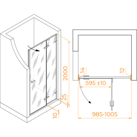 Душевая дверь RGW Stilvoll SV-004 100 см 353200410-11 (стекло 8 мм) хром/прозрачное - фото 2