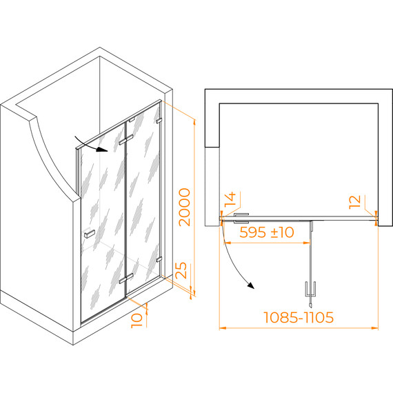 Душевая дверь RGW Stilvoll SV-004 110 см 353200411-11 (стекло 8 мм) хром/прозрачное - фото 2