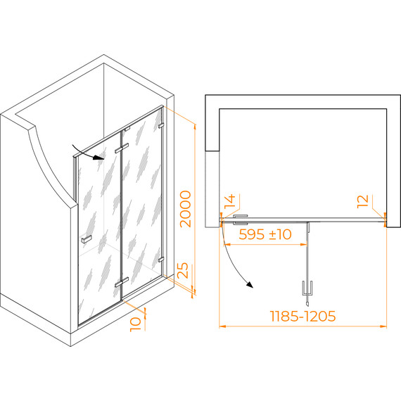 Душевая дверь RGW Stilvoll SV-004Gr 120 см 353200412-110 (стекло 8 мм) серый/прозрачное - фото 2