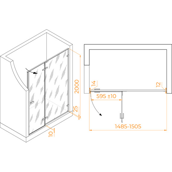 Душевая дверь RGW Stilvoll SV-004 150 см 353200415-11 (стекло 8 мм) хром/прозрачное - фото 2