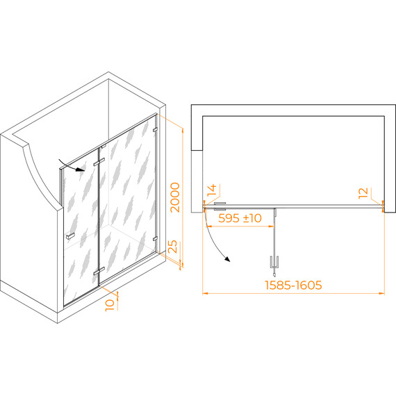 Душевая дверь RGW Stilvoll SV-004 160 см 353200416-11 (стекло 8 мм) хром/прозрачное - фото 2