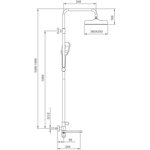 Душевая стойка с выдвижным изливом Gappo G10-3 G2410-3, золото сатин, Цвет производителя: золото сатин - фото 2