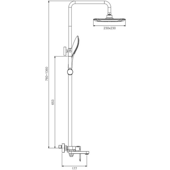 Душевая стойка с выдвижным изливом Gappo G48-9 G2448-9, оружейная сталь, Цвет производителя: оружейная сталь - фото 2