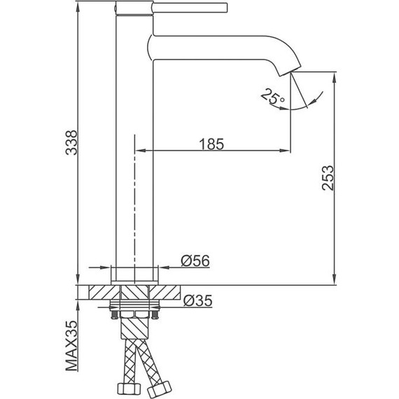 Смеситель для раковины высокий Gappo G06-3 G1006-23, золото сатин, Цвет производителя: золото сатин - фото 2