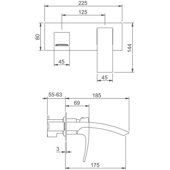 Смеситель для раковины настенный Gappo G07-6 G1007-26, чёрный, Цвет производителя: чёрный - фото 2