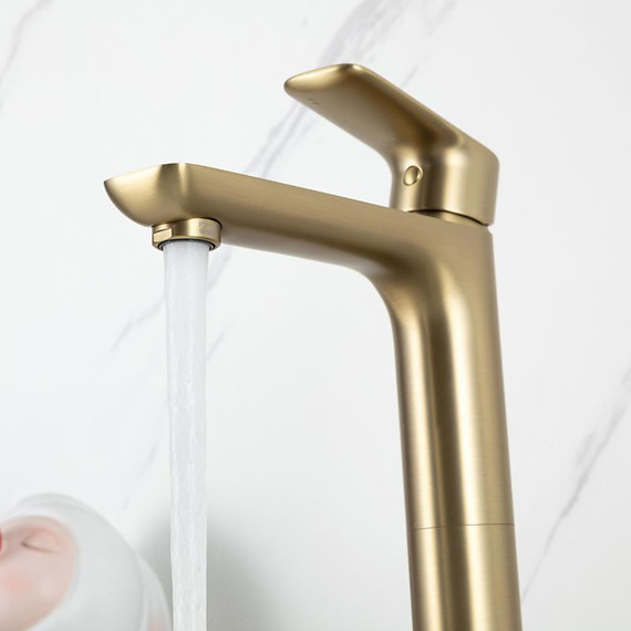 Смеситель для раковины высокий Gappo G48-3 G1048-32, золото сатин, Цвет производителя: золото сатин - фото 8