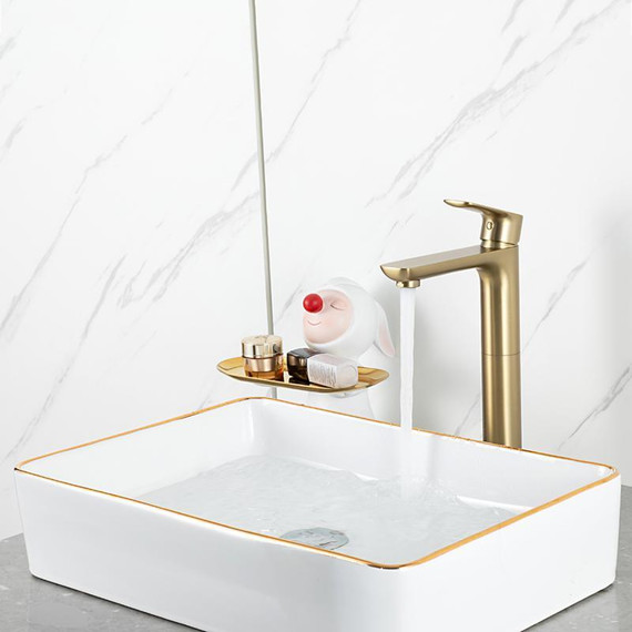 Смеситель для раковины высокий Gappo G48-3 G1048-32, золото сатин, Цвет производителя: золото сатин - фото 10