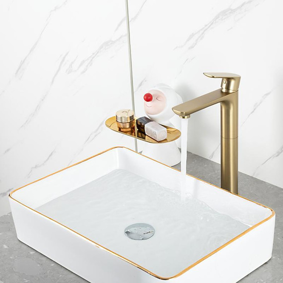 Смеситель для раковины высокий Gappo G48-3 G1048-32, золото сатин, Цвет производителя: золото сатин - фото 11