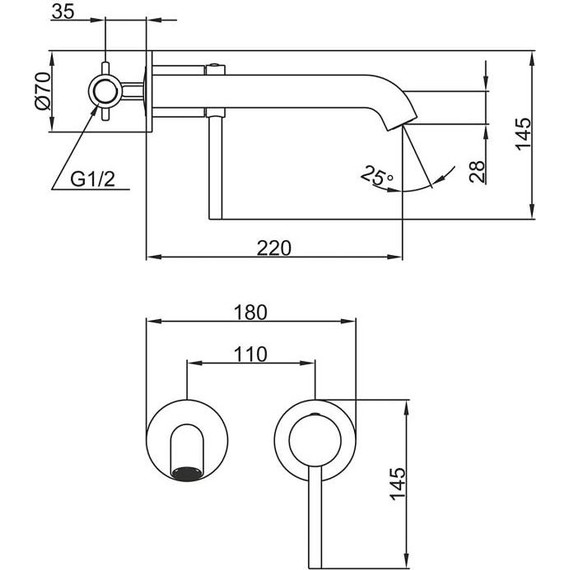 Смеситель для раковины настенный Gappo G06-3 G1206-3, золото сатин, Цвет производителя: золото сатин - фото 2