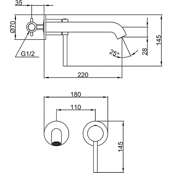 Смеситель для раковины настенный Gappo G06-9 G1206-9, оружейная сталь, Цвет производителя: оружейная сталь - фото 3