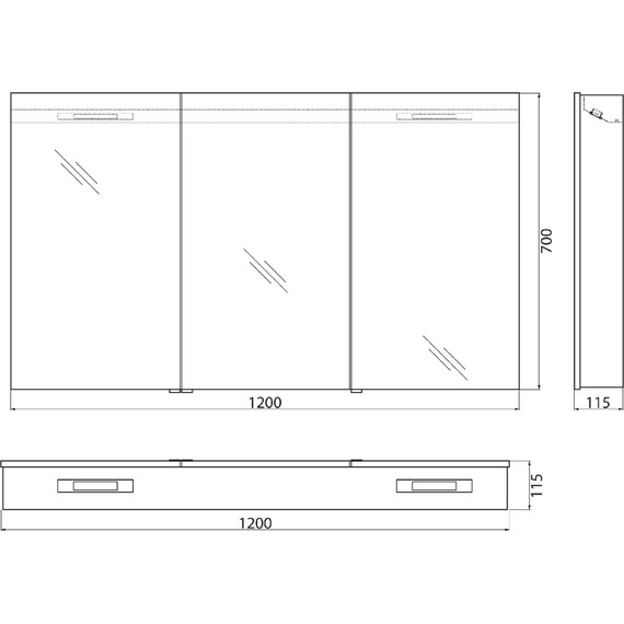Зеркало-шкаф BelBagno SPC-3A-DL-BL-1200 120 см, хром - фото, картинка 9 Зеркало-шкаф BelBagno SPC-3A-DL-BL-1200 120 см, хром - фото 9
