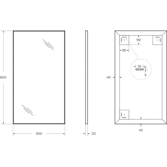 Зеркало BelBagno 50х90 см SPC-AL-500-900 - фото 8