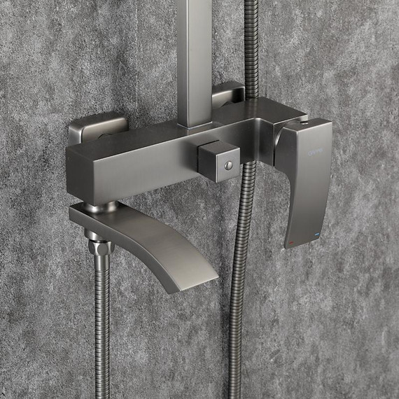 Душевая стойка с выдвижным изливом Gappo G07-9 G2407-9, оружейная сталь - фото 25