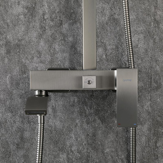 Душевая стойка с выдвижным изливом Gappo G07-9 G2407-9, оружейная сталь - фото 27