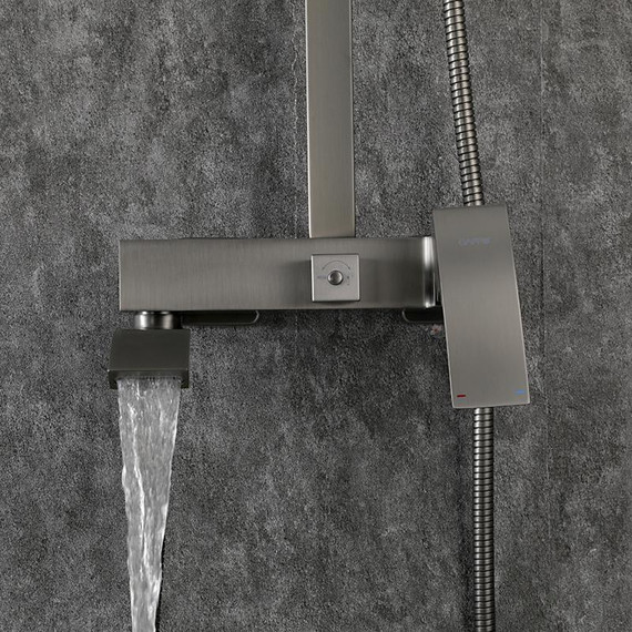 Душевая стойка с выдвижным изливом Gappo G07-9 G2407-9, оружейная сталь - фото 28