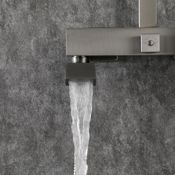 Душевая стойка с выдвижным изливом Gappo G07-9 G2407-9, оружейная сталь - фото 29