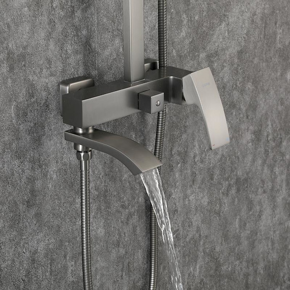 Душевая стойка с выдвижным изливом Gappo G07-9 G2407-9, оружейная сталь - фото 31