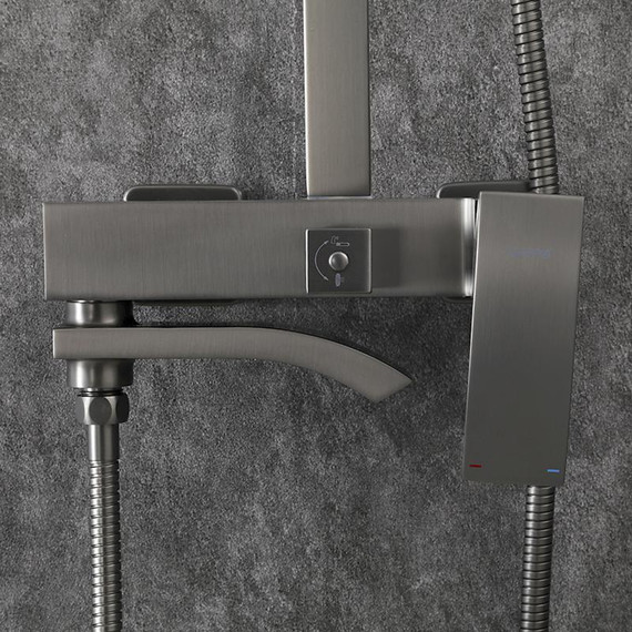 Душевая стойка с выдвижным изливом Gappo G07-9 G2407-9, оружейная сталь - фото 32