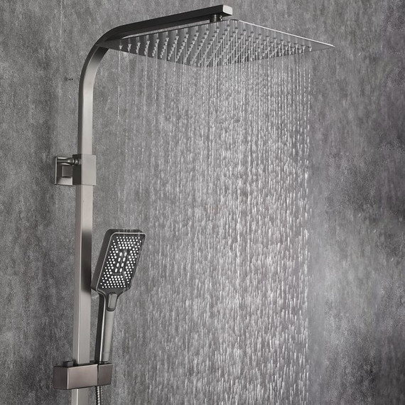 Душевая стойка с выдвижным изливом Gappo G07-9 G2407-9, оружейная сталь - фото 37