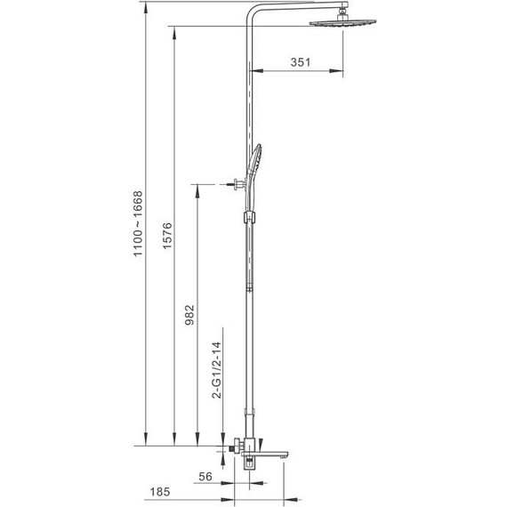 Душевая стойка с выдвижным изливом Gappo G17-3 G2417-3, золото сатин - фото 2