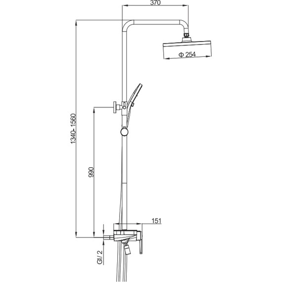 Душевая стойка Gappo G96 G2496-26, графит, Цвет производителя: графит - фото 2