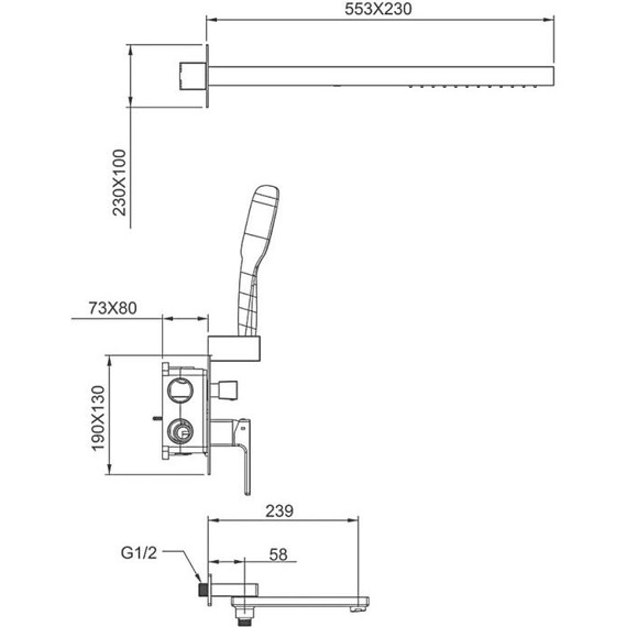 Душевая система для ванны Gappo G07 G7117-73, золото сатин - фото 2