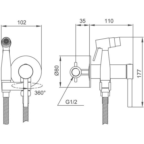 Набор для гигиенического душа Gappo G06-3 G7206-3, золото сатин - фото 2