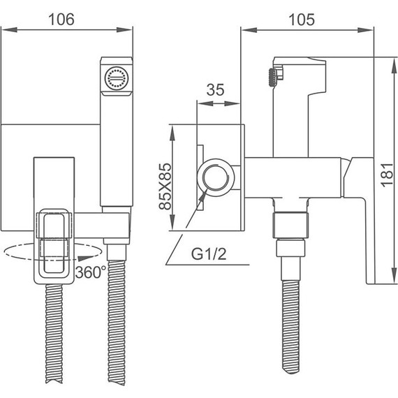 Набор для гигиенического душа Gappo G17 G7217-1, Цвет производителя: хром - фото 2