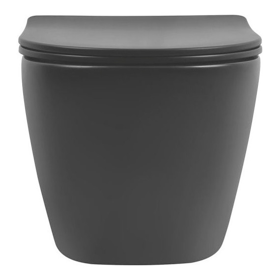 Унитаз подвесной безободковый Abber Bequem AC1100TMB с крышкой микролифт, чёрный матовый (система смыва Торнадо), Цвет производителя: чёрный матовый - фото 2