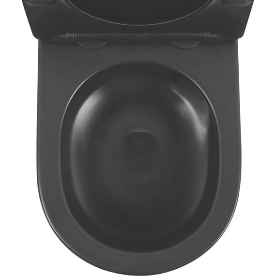 Унитаз подвесной безободковый Abber Bequem AC1100TMB с крышкой микролифт, чёрный матовый (система смыва Торнадо), Цвет производителя: чёрный матовый - фото 6