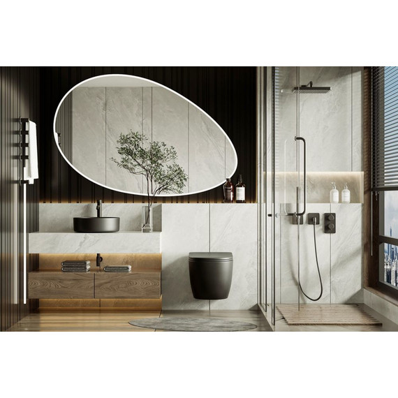 Унитаз подвесной безободковый Abber Bequem AC1100TMB с крышкой микролифт, чёрный матовый (система смыва Торнадо), Цвет производителя: чёрный матовый - фото 7