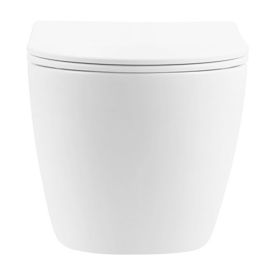 Унитаз подвесной безободковый Abber Bequem AC1100TMW с крышкой микролифт, белый матовый (система смыва Торнадо), Цвет производителя: белый матовый - фото 2