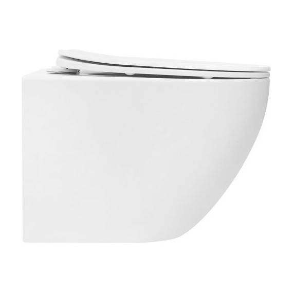 Унитаз подвесной безободковый Abber Bequem AC1100TMW с крышкой микролифт, белый матовый (система смыва Торнадо), Цвет производителя: белый матовый - фото 3