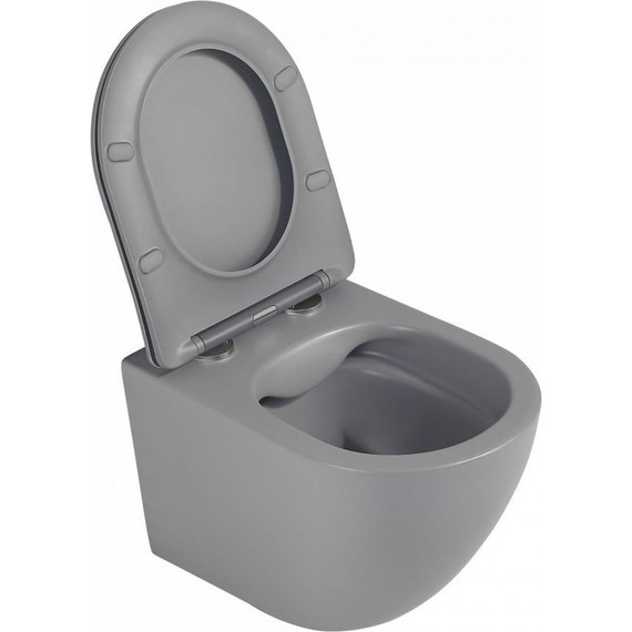 Унитаз подвесной безободковый Abber Bequem AC1101TMG с крышкой микролифт, серый матовый (система смыва Торнадо) - фото, картинка 2 Унитаз подвесной безободковый Abber Bequem AC1101TMG с крышкой микролифт, серый матовый (система смыва Торнадо) - фото 2