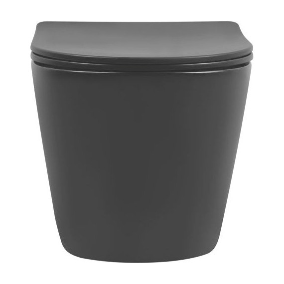 Унитаз подвесной безободковый Abber Bequem AC1102TMB с крышкой микролифт, чёрный матовый (система смыва Торнадо), Цвет производителя: чёрный матовый - фото 2