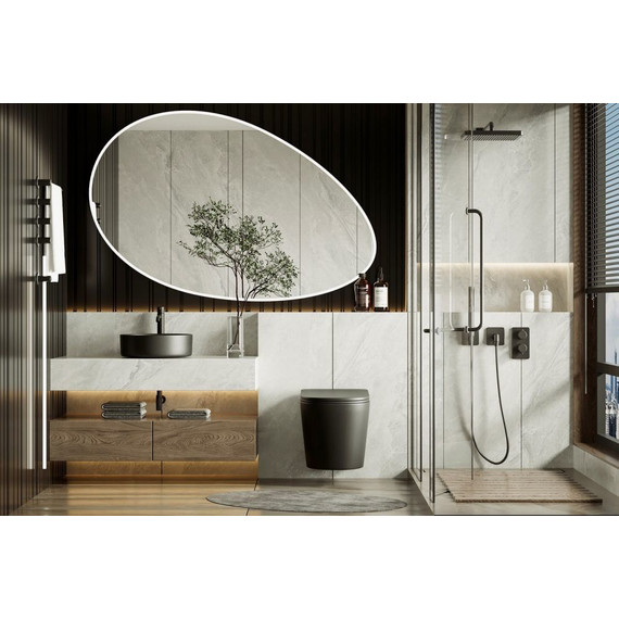 Унитаз подвесной безободковый Abber Bequem AC1102TMB с крышкой микролифт, чёрный матовый (система смыва Торнадо), Цвет производителя: чёрный матовый - фото 7