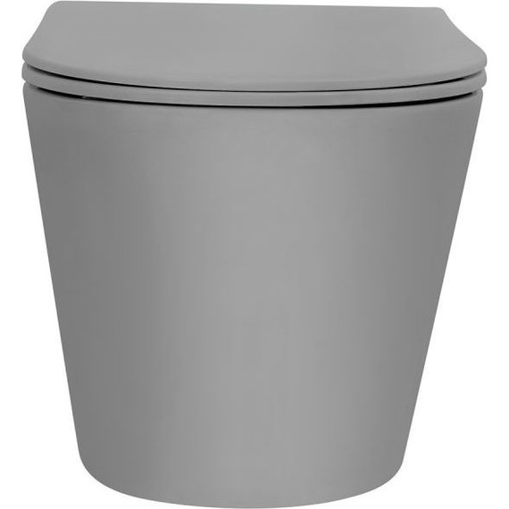 Унитаз подвесной безободковый Abber Bequem AC1102TMG с крышкой микролифт, серый матовый (система смыва Торнадо), Цвет производителя: серый - фото 4