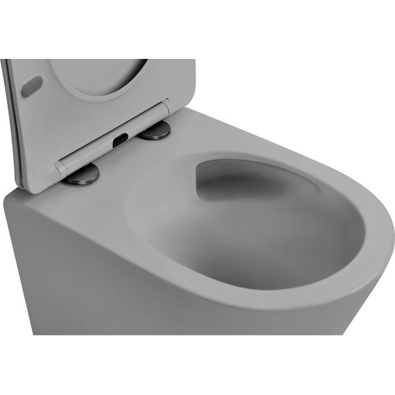 Унитаз подвесной безободковый Abber Bequem AC1102TMG с крышкой микролифт, серый матовый (система смыва Торнадо), Цвет производителя: серый - фото 5