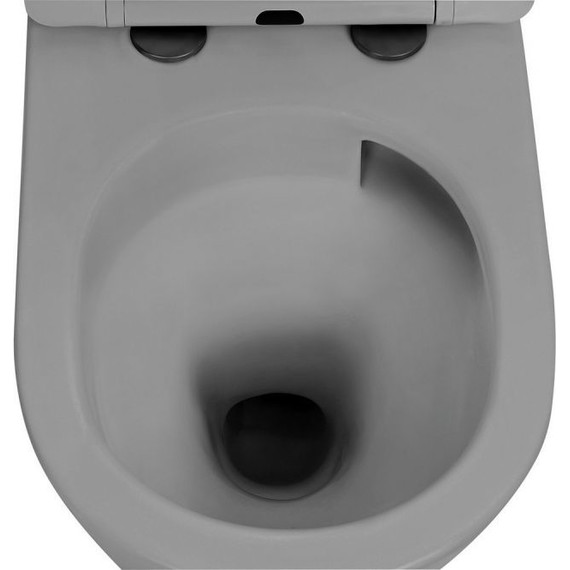 Унитаз подвесной безободковый Abber Bequem AC1102TMG с крышкой микролифт, серый матовый (система смыва Торнадо), Цвет производителя: серый - фото 6