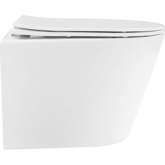 Унитаз подвесной безободковый Abber Bequem AC1102TMW с крышкой микролифт, белый матовый (система смыва Торнадо), Цвет производителя: белый матовый - фото 2