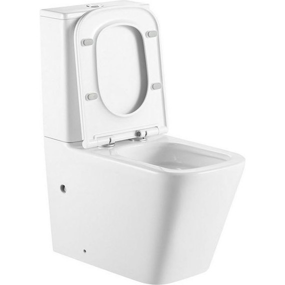 Унитаз-компакт безободковый Abber Rechteck AC1210T с крышкой микролифт, белый (система смыва Торнадо), Цвет производителя: белый - фото 3