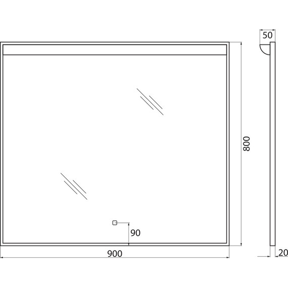 Зеркало BelBagno Uno 90 см SPC-UNO-900-800-TCH - фото 10