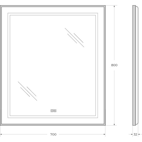 Зеркало BelBagno 70x80 см SPC-KRAFT-700-800-LED-TCH-WARM-NERO - фото 9