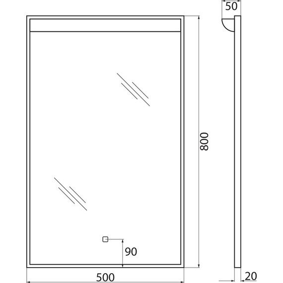 Зеркало BelBagno Uno 50 см SPC-UNO-500-800-TCH - фото 10