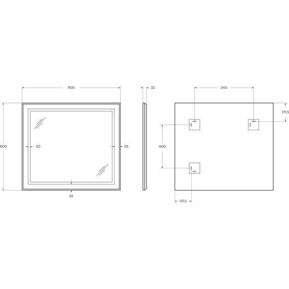 Зеркало BelBagno 90x80 см SPC-KRAFT-900-800-SENS-NERO - фото 10