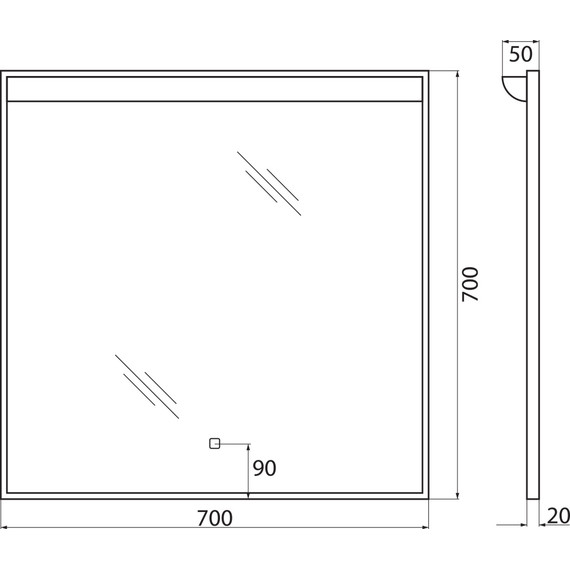 Зеркало BelBagno Uno 70 см SPC-UNO-700-700-TCH - фото 10