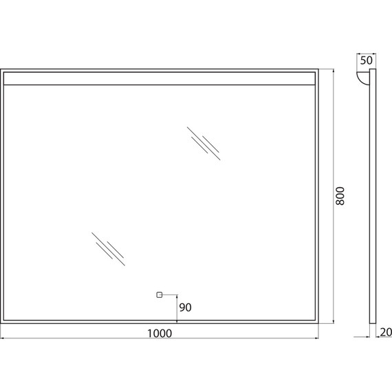Зеркало BelBagno Uno 100 см SPC-UNO-1000-800-TCH - фото 9