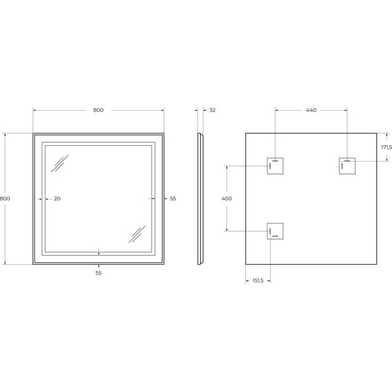 Зеркало BelBagno 80x80 см SPC-KRAFT-800-800-SENS-NERO - фото 10